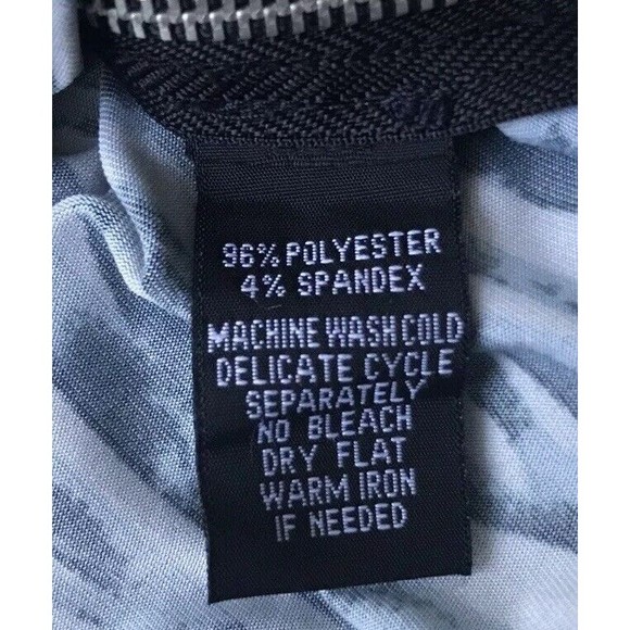 Max & Rina Tunic Top Blouse Blue Zebra Print Zipper Accents Size Small - Picture 9 of 9